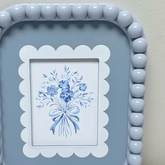 New Target Bullseye Playground Spring Floral Picture in Blue Beaded Frame - Picture 6 of 7